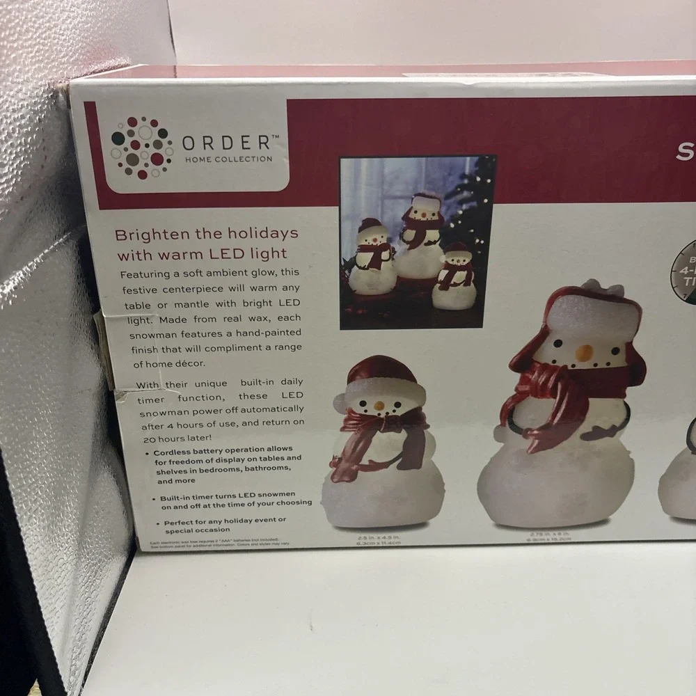 Order Home Collection~3 pcs LED Snowman Set w/Daily Timer~NIB